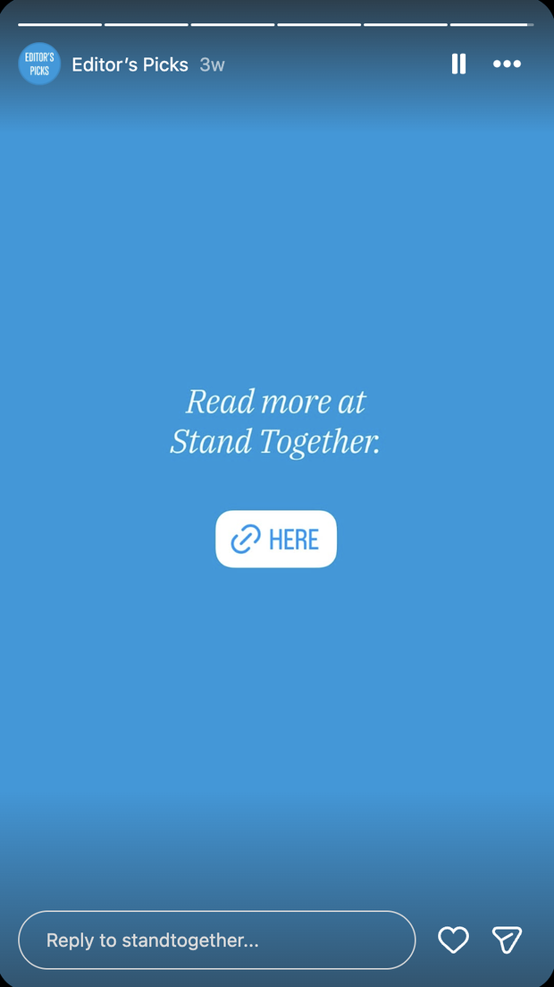 Closing call-to-action card of the highlight with a link sticker