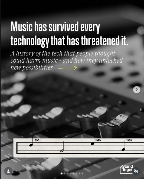 Published mixed-media carousel about music and technological change